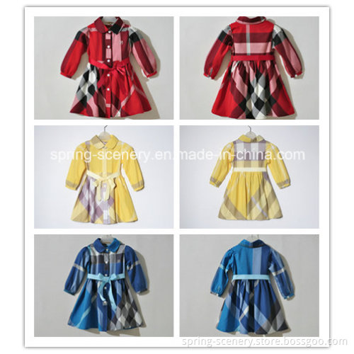 Girl's Dress-Yarn-Dyed Dress-Children Clothing (D-K006)